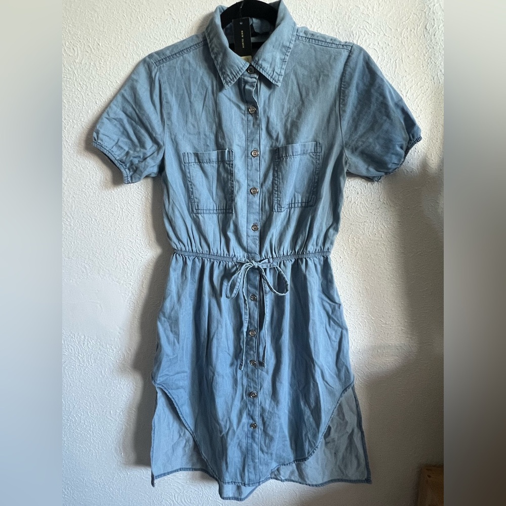 Denim dress with side slits